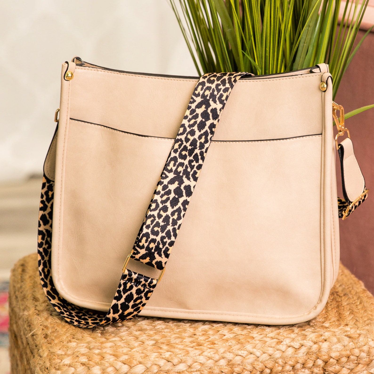 CAL Vegan Leather Crossbody Bag Leopard Strap Minimalist Etsy