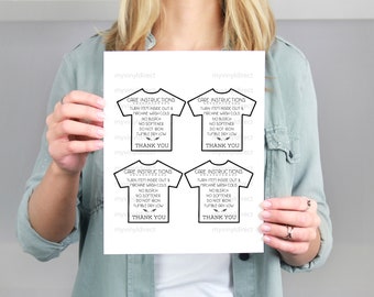 T Shirt Care Instructions Printable File • 1 Design • PDF • Print File • Instant Download