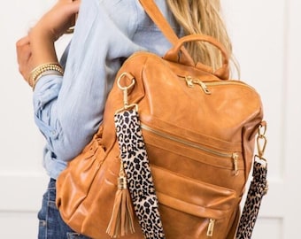 Madi Convertible Bag | Leopard Strap | Backpack | FREE SHIPPING | Vegan Leather Boutique Handbag | Initial Personalized Monogram Embroidery