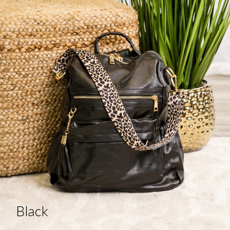 Madi Convertible Bag | Leopard Strap | Backpack | FREE  display picture 1
