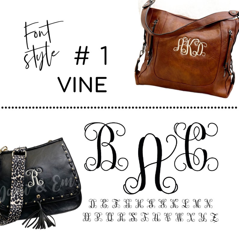 JOURNEE Handbag, Vegan Leather Bag, Vegan Purse, Minimalist Embroidered Bags, Monogram Soft Leather Bag, Classic Purse, Trendy Boutique Bags image 5