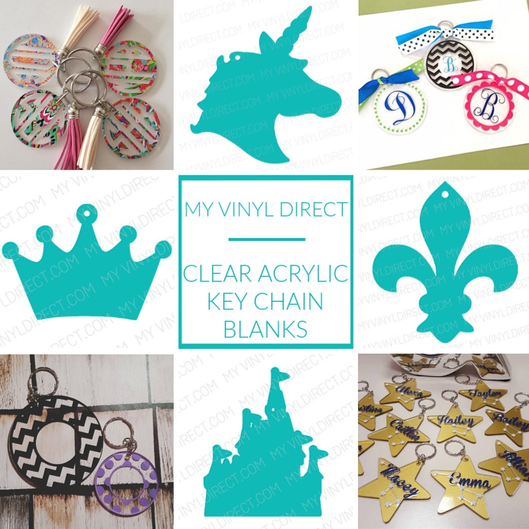 Clear Acrylic Key Chain Blanks SET OF 5 or 10 Acrylics for Vinyl Key ...
