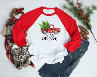 Merry Christmas Red Truck Sublimation TRANSFER | Shirt Transfer | Ready to Press | soft results | like screen print | SUB