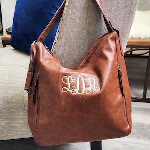 JOURNEE Handbag, Vegan Leather Bag, Vegan Purse, Minimalist Embroidered Bags, Monogram Soft Leather Bag, Classic Purse, Trendy Boutique Bags image 3