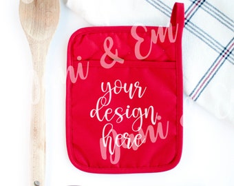 Maqueta de salvamanteles rojo • Fotografía estilizada de repostería (descarga digital)