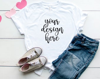 Style #2 VALENTINE Bella Canvas 3001 Unisex Mock Up Short Sleeve Tee Flatlay Mockups | Blank Shirt For Design | Shirt Mockup