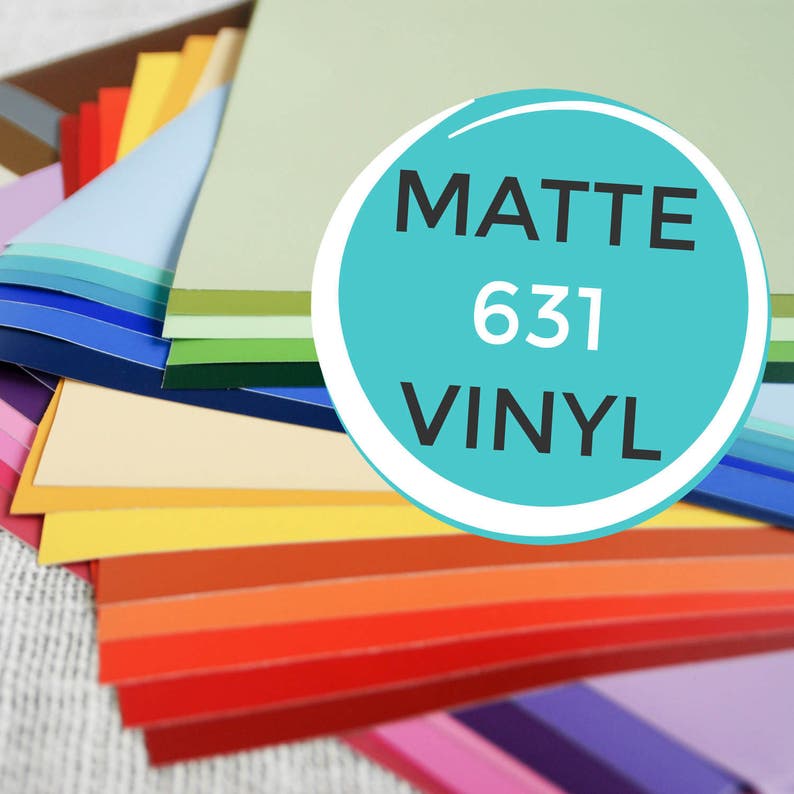 May include: A stack of colorful vinyl sheets in various shades of red, orange, yellow, green, blue, and purple. The sheets are labeled "Matte 631 Vinyl".