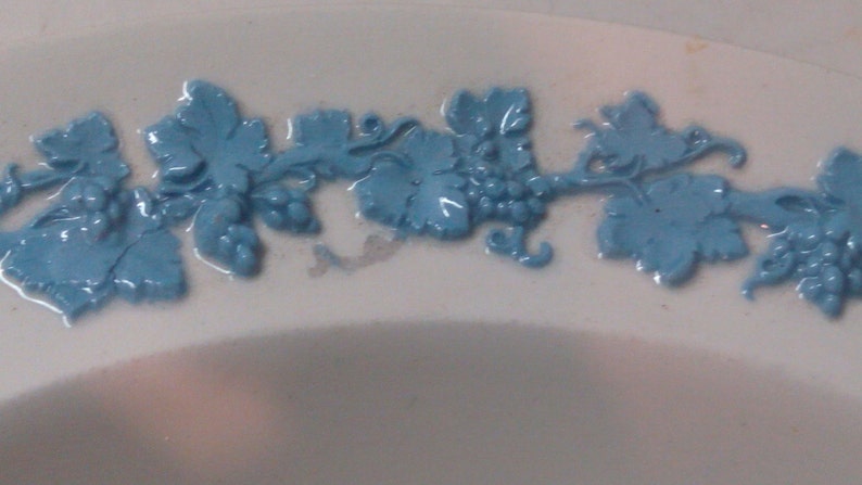 Wedgwood Queensware Blue Relief on White Rimmed Bowl