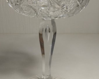 Polish or Bohemian Cut Glass Crystal Teardrop Bubble Stem