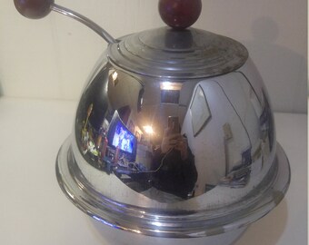 Mid Century Modern Chromium Plated Covered Punch Bowl