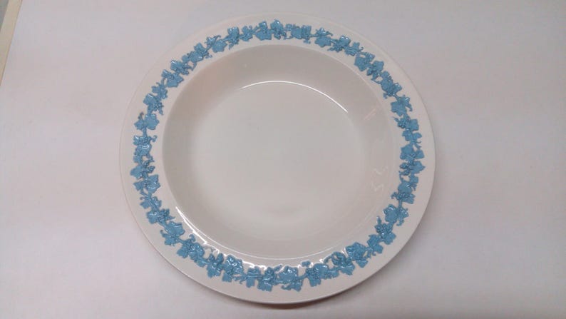 Wedgwood Queensware Blue Relief on White Rimmed Bowl