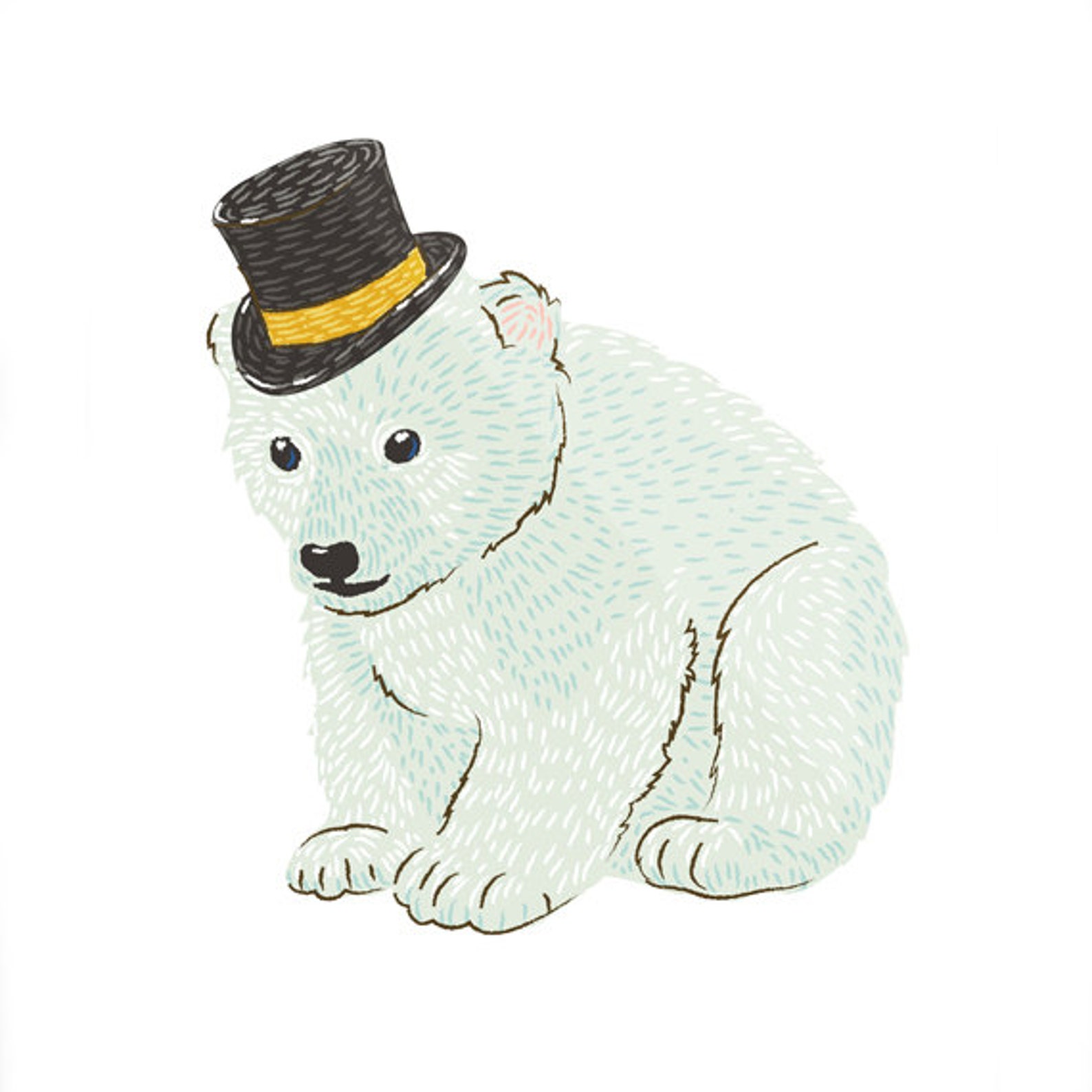 Polar Bear Cub With Top Hat giclee Art Print - Etsy