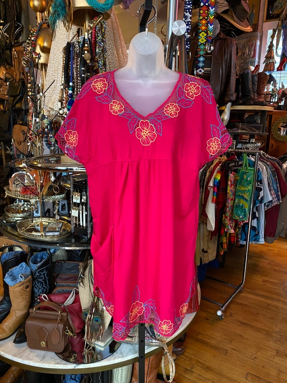 80’s - 90’s GYPSY Bright Magenta Embroidered Flora
