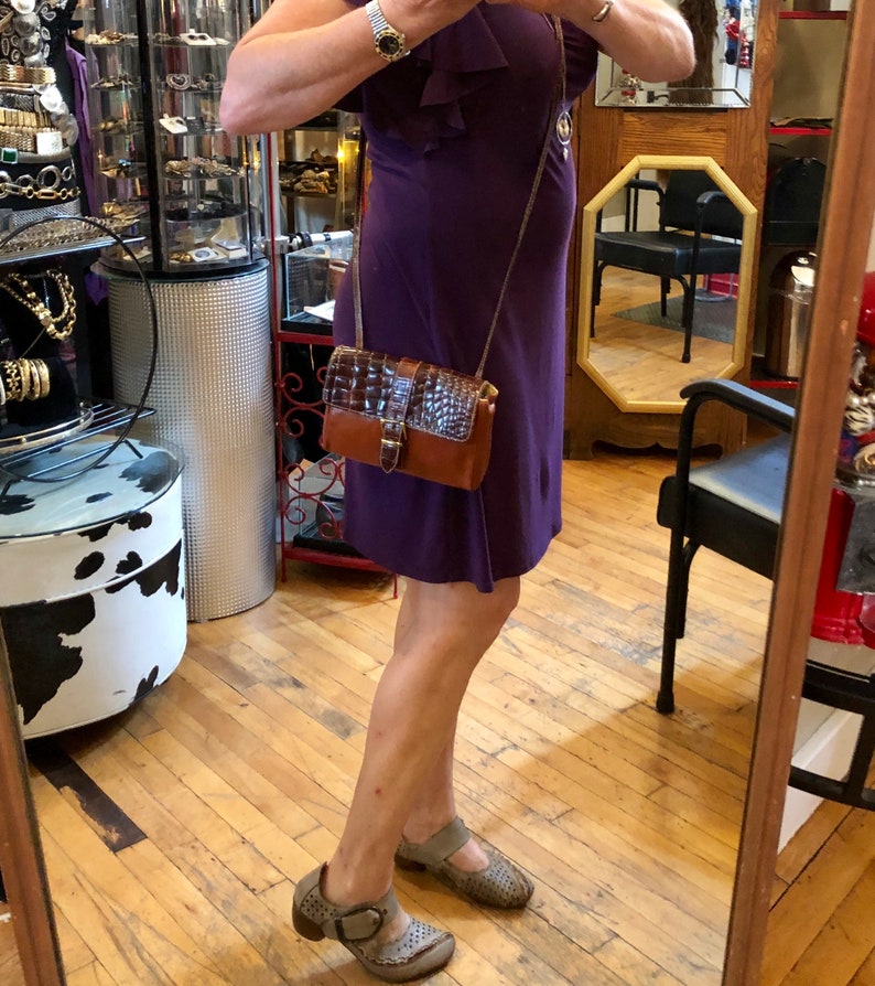 Vintage Brown Leather Crossbody Handbag Made in Italy