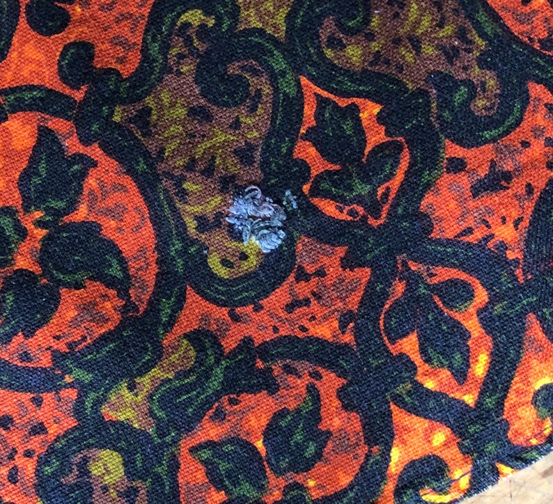 Orange Green Yellow and Black Designs Vintage Fabric for Crafting