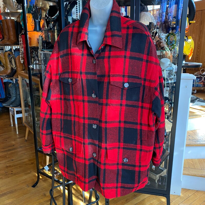 Band Collar Wool Blend Coat in Red main image 0