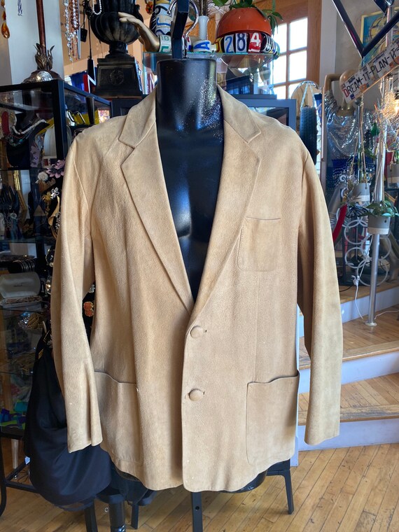 70s Tan Real Suede Suit Coat Mens Medium - Etsy