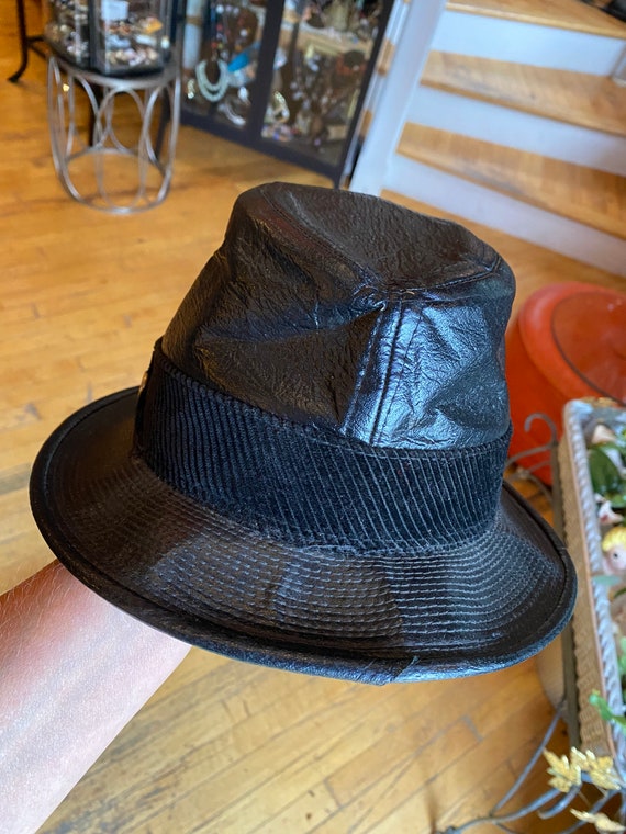 Vintage Black Leather Unisex Hat - image 6