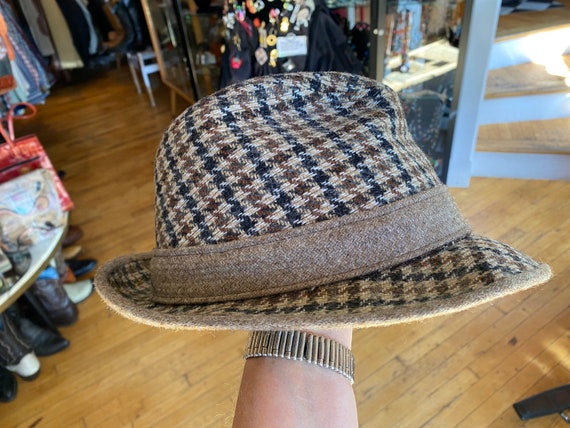 70’s Vintage Brown and Tan Plaid Fedora - image 4