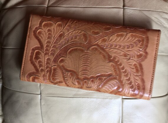 Vintage Leather Hand-tooled Wallet Purse - image 2