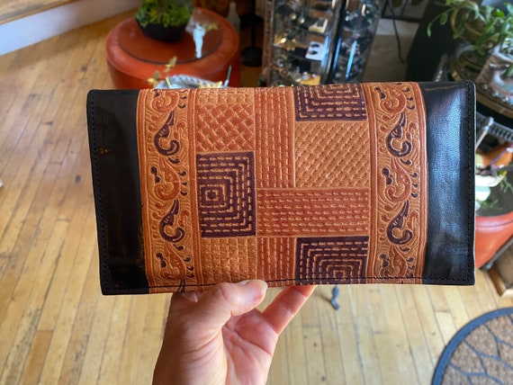 70’s Tooled Leather Clutch Purse - image 3
