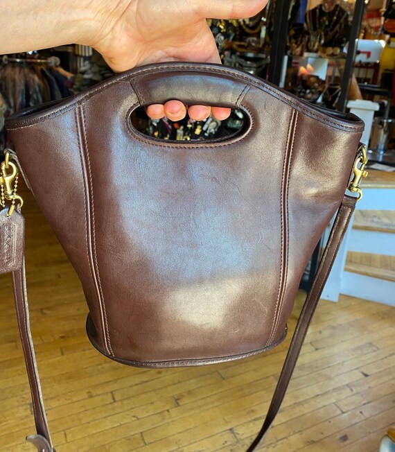 coach dark brown leather handbag