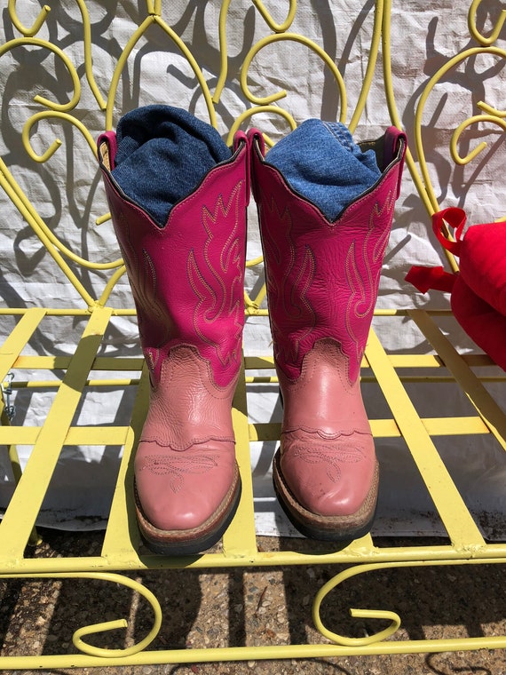 Southwest Pink Cowboy Boots Girls Size 4 Acme Chil