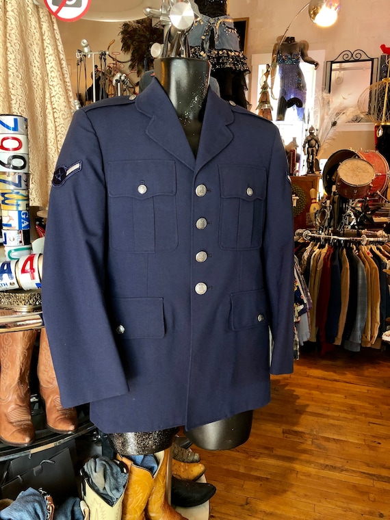 Vintage Military Jacket Blazer, Blue Wool Jacket 3