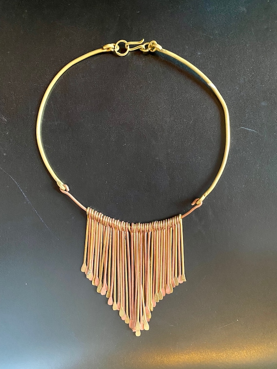 80’s Boho Brass and Copper Choker Necklace