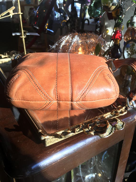 Vintage Caramel Leather Coach Handbag - image 4