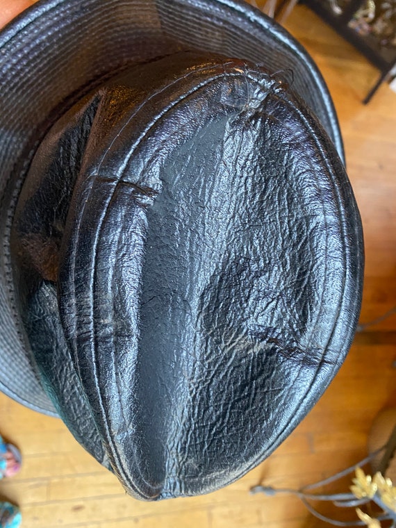 Vintage Black Leather Unisex Hat - image 7