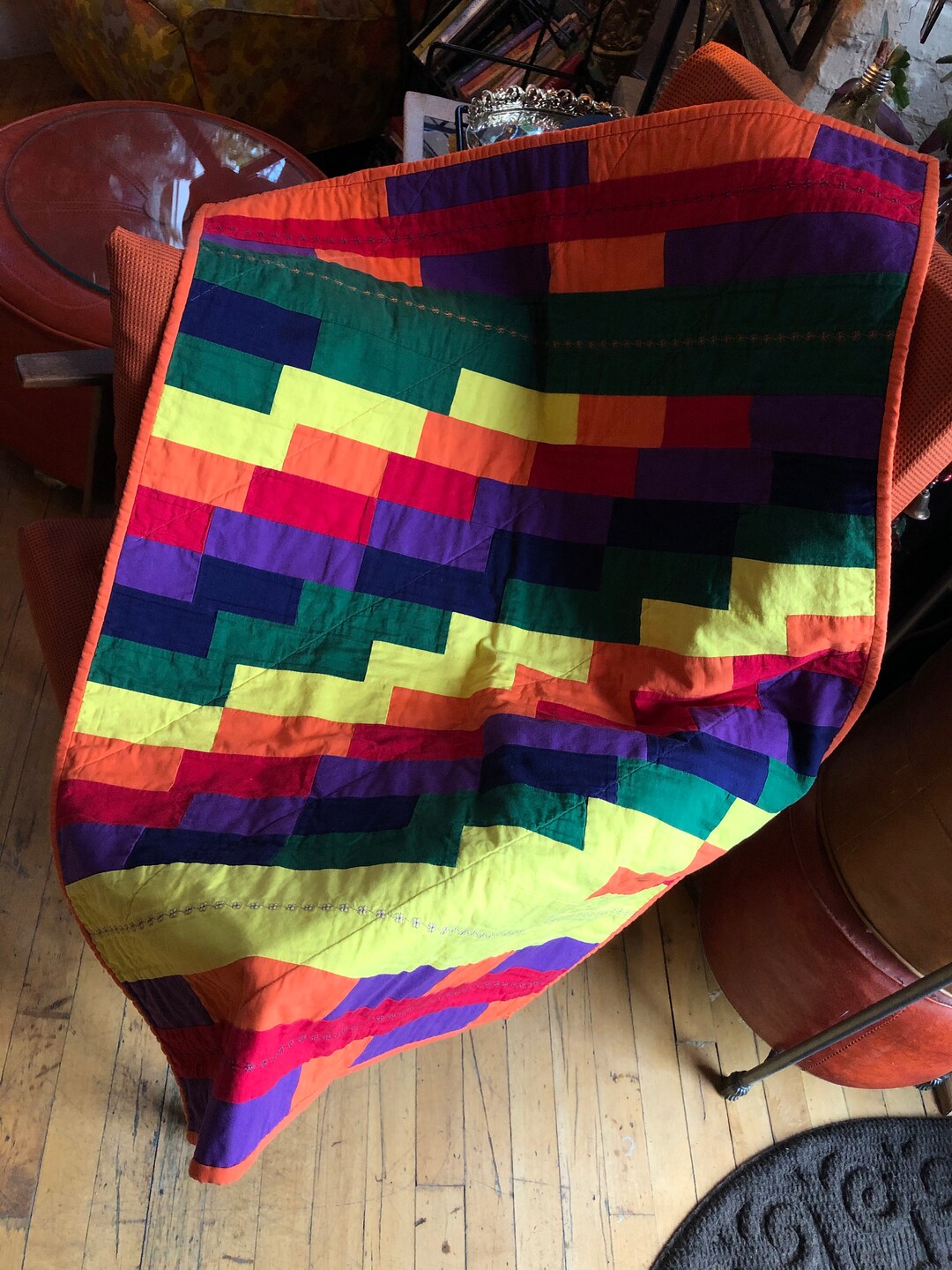 Piggy Rainbow Patchwork Quilted Blanket NCU0TL280