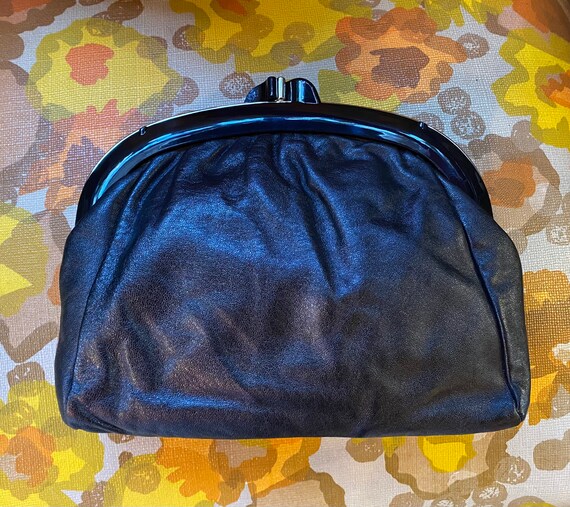 70’s Vintage Black Leather Clutch Purse - image 5