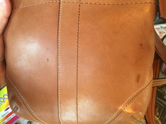 Vintage Caramel Leather Coach Handbag - image 7