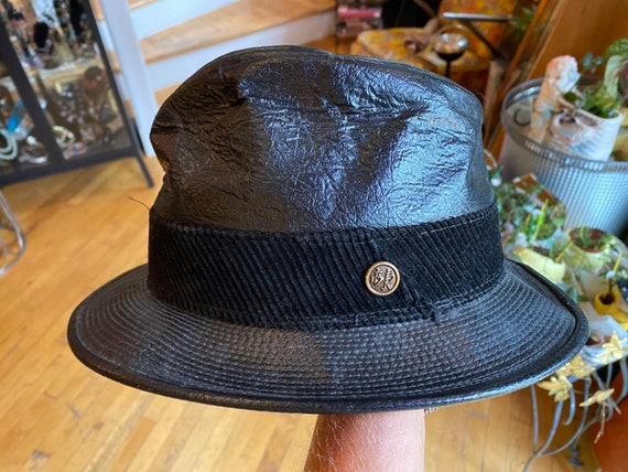 Vintage Black Leather Unisex Hat - image 3