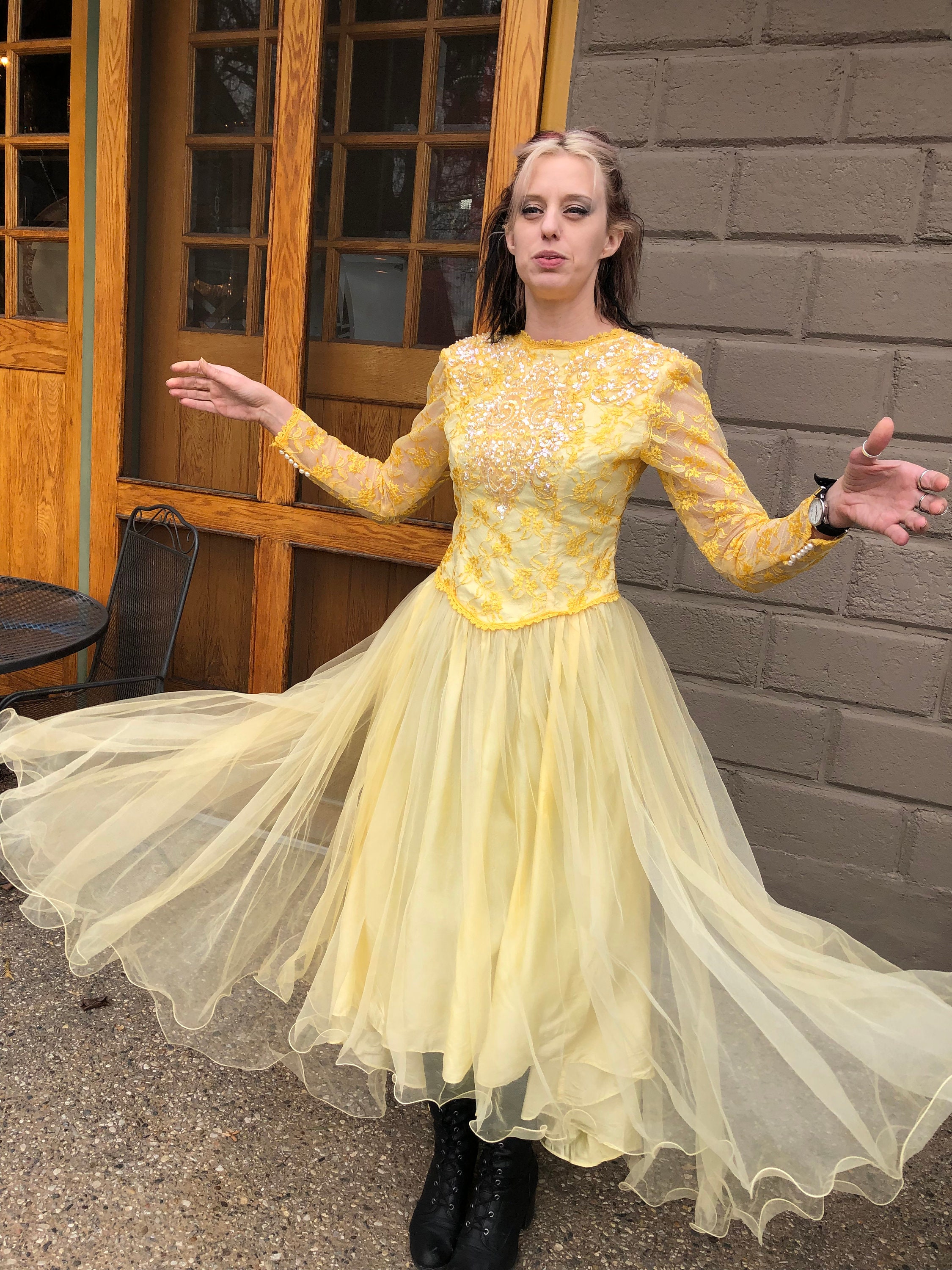 Yellow store ballroom dress