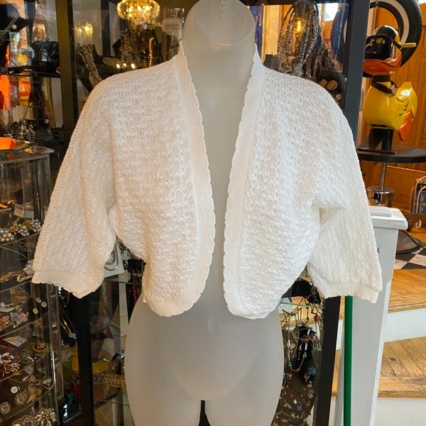 White Knit Shrug Etsy