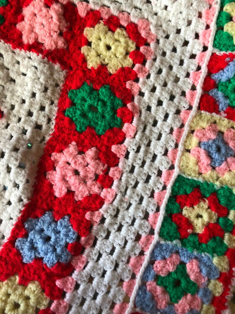 Vintage Crochet Baby Blanket Afghan Throw Etsy