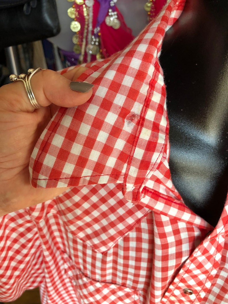 Southwest Men\u2019s Shirt Size XXL Vintage Western Red and White Check Shirt