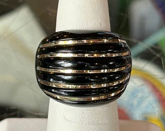 Authentic MILOR 14k Gold and Black Onyx Ring