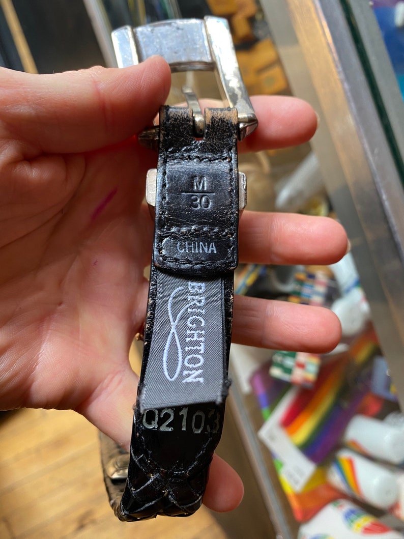 90\u2019s Boho BRIGHTON Black Leather Belt or Hat Band