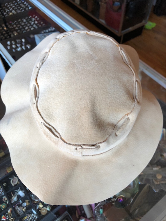 Vintage Boho Western Tan Suede Floppy Hat, Southw… - image 5