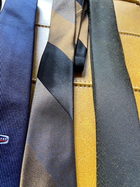 1960s polyester rayon skinny self tie neckties lo… - image 5