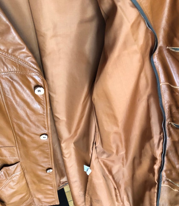 Vintage Men’s Caramel Color Leather Union Jacket - image 5