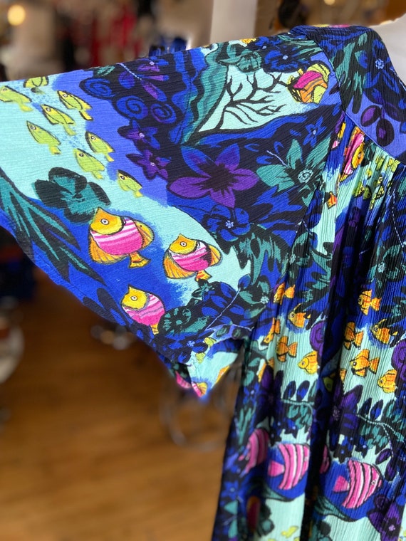 90’s tropical fish mumu lounge dress - image 7