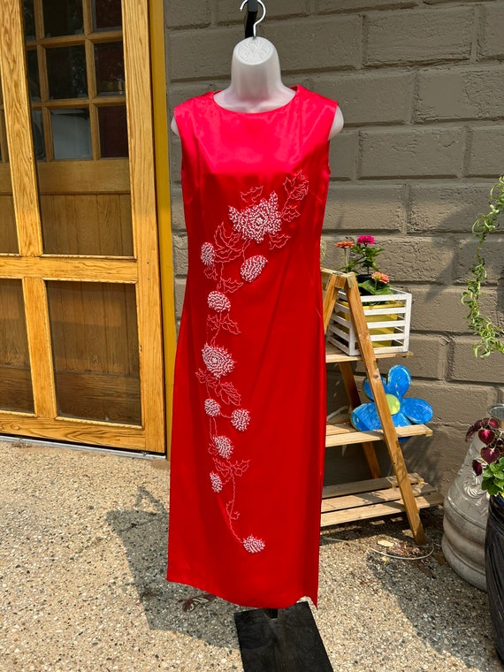 Authentic Vintage 60’s Hand Crafted Red Satin and 