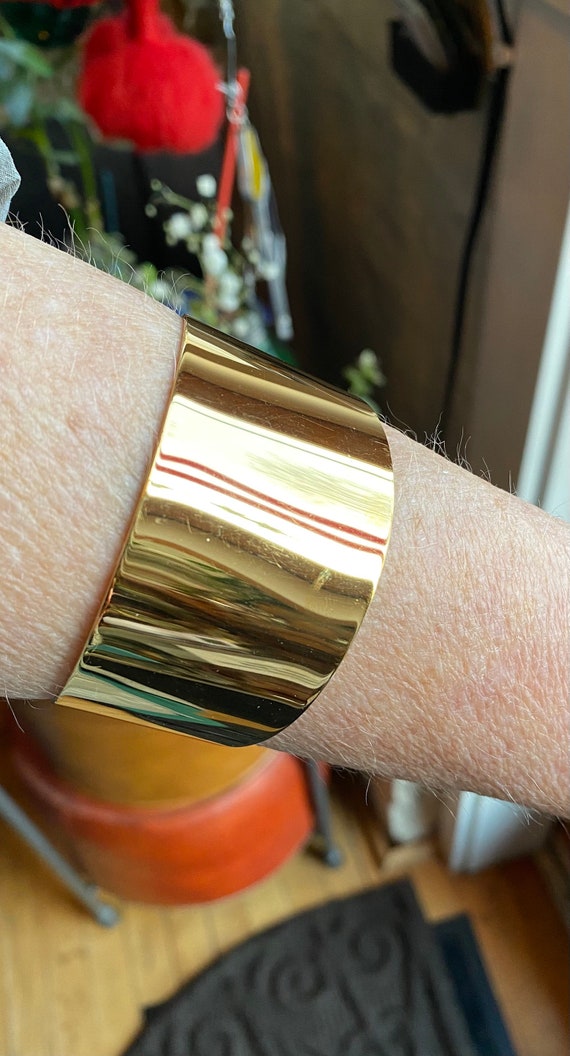 Vintage Milor Italy Stainless Steel Gold Cuff