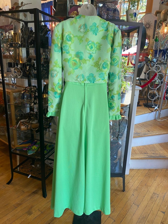 2 Piece 70’s Vintage Lime Green Poly Dress and Cr… - image 4