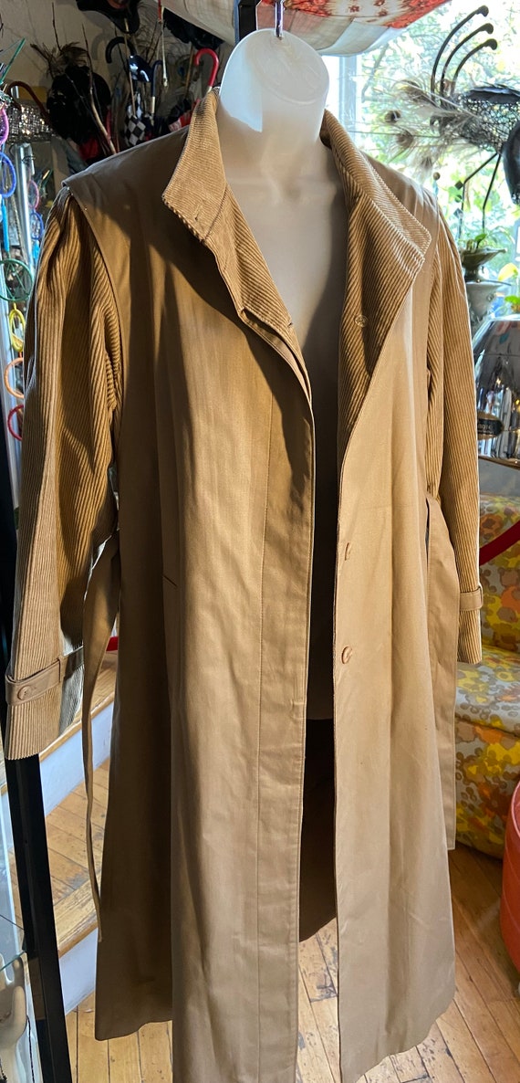 90s corduroy and canvas fully lined trenchcoat kha