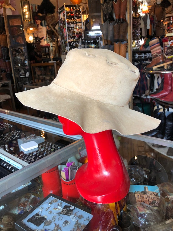 Vintage Boho Western Tan Suede Floppy Hat, Southw… - image 4